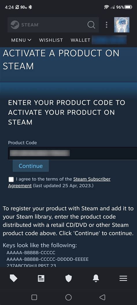 activate code on steam mobile