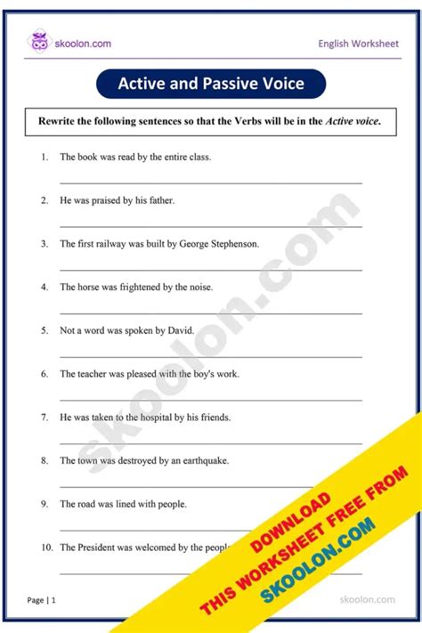 active and passive voice exercise for class 10 icse