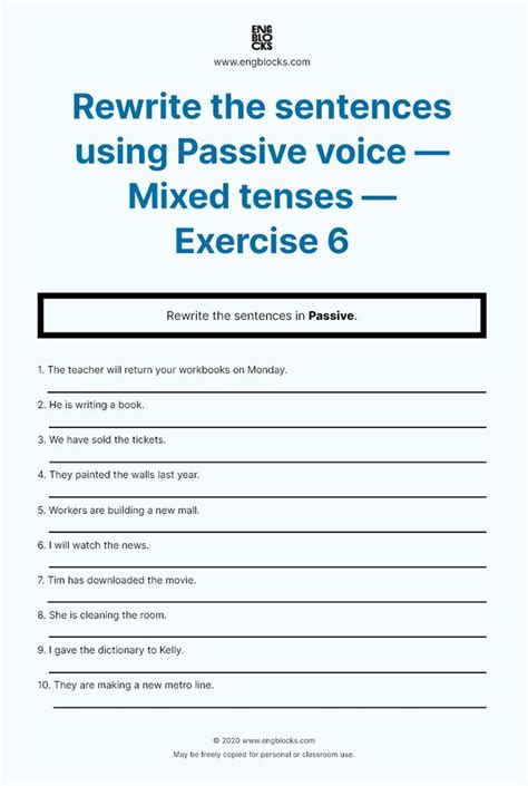 active and passive voice exercises mixed tenses