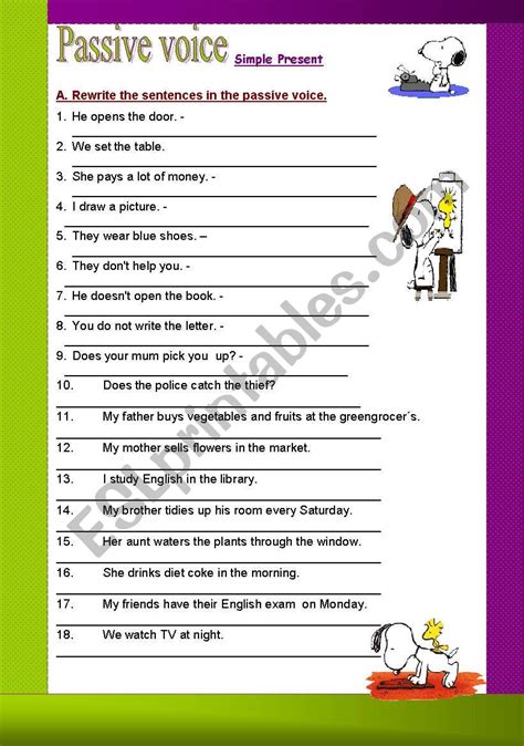 active and passive voice exercises with answers simple present