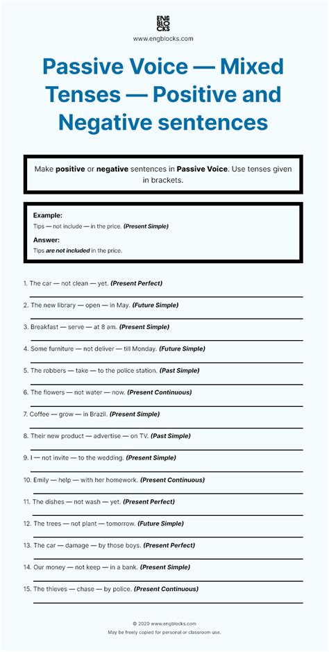 active and passive voice negative sentences exercises
