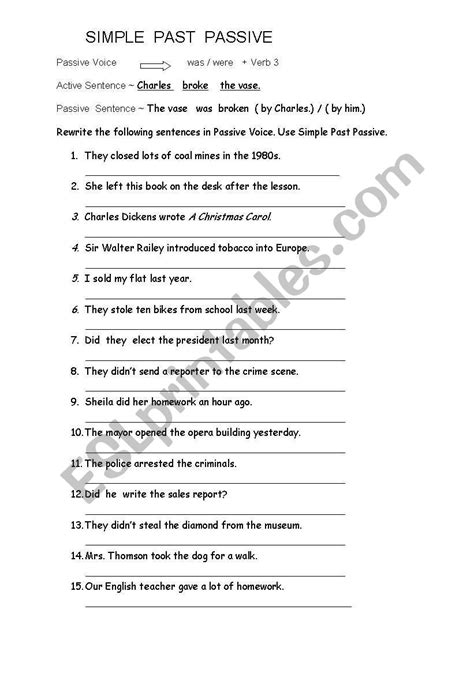 active and passive voice past simple exercises
