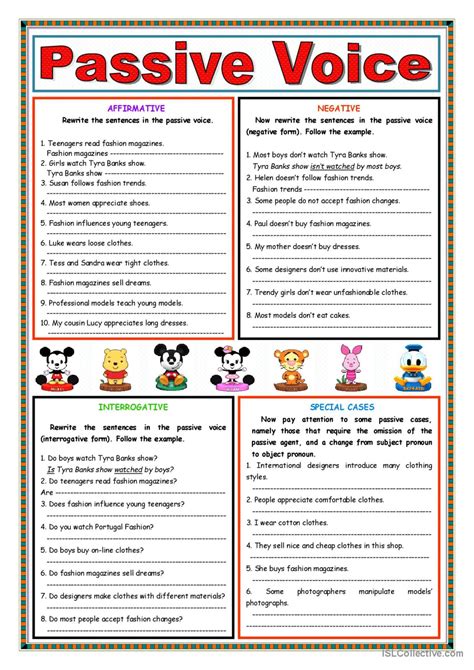 active and passive voice present and past tense exercises