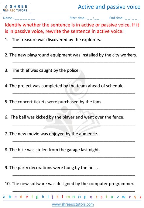 active and passive voice worksheet for class 5 with answers pdf