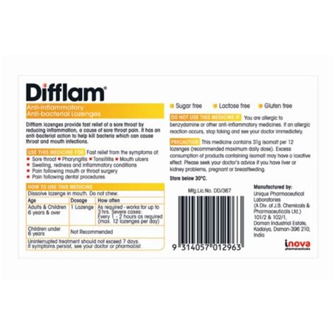 active ingredient in difflam
