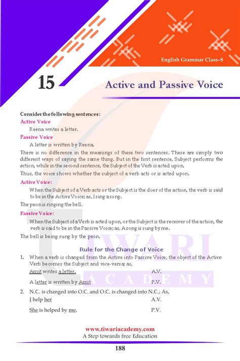 active passive voice class 10 pdf