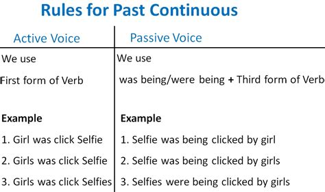 active passive voice examples past continuous
