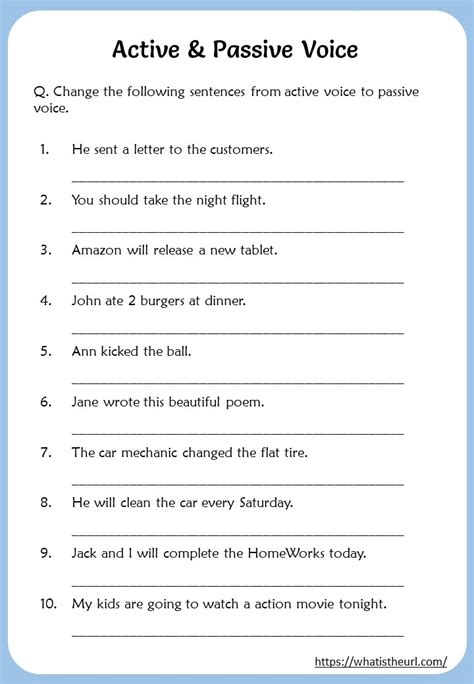 active passive worksheet for class 8 with answers pdf