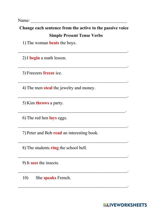 active to passive voice exercises present simple