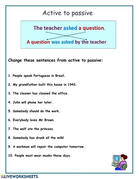 active to passive worksheet with answers