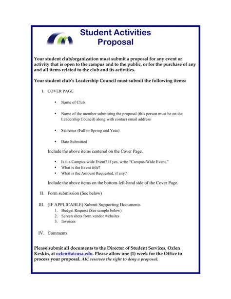 activity proposal examples