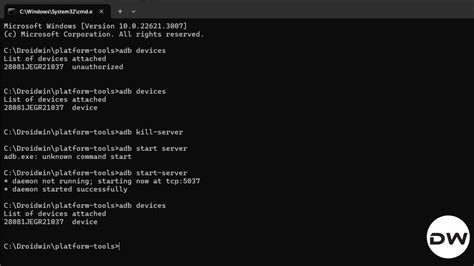 adb command not working