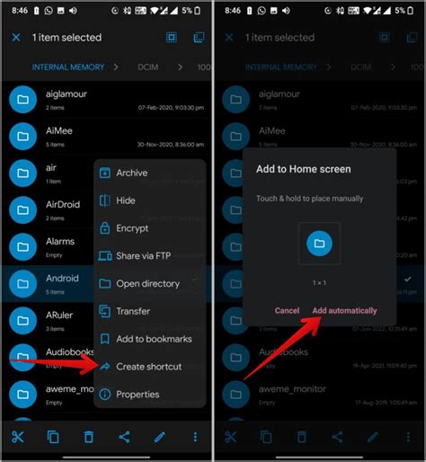 add a folder to home screen android