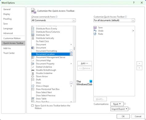 add file path to quick access toolbar
