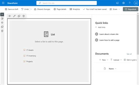 add list to sharepoint page