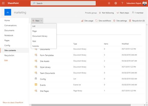 add new list to sharepoint site