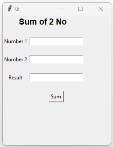add two numbers in python tkinter