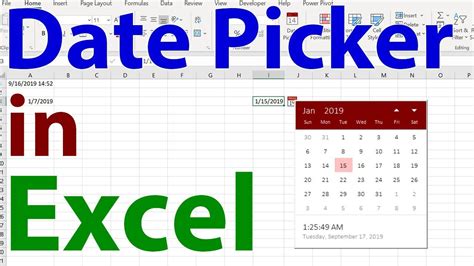 adding a date picker in excel 365