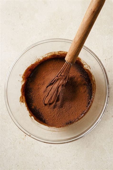 adding cocoa powder to cake mix