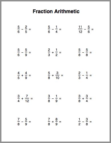 adding fraction sample problems