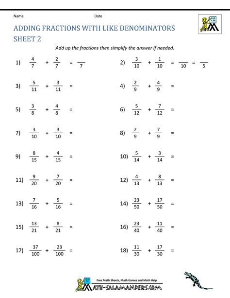 adding fractions questions with answers