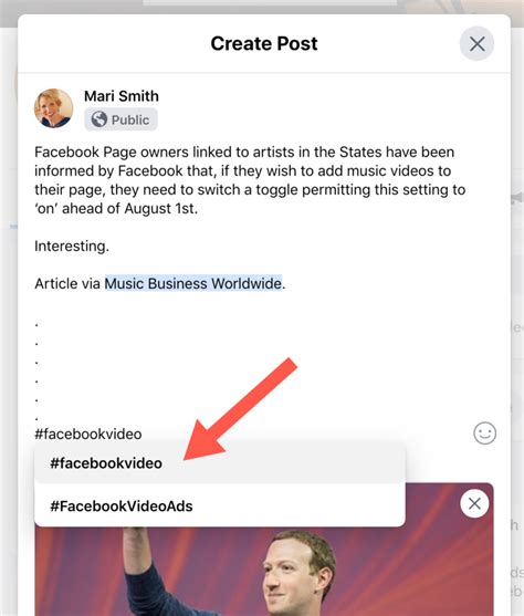 adding hashtags to facebook posts