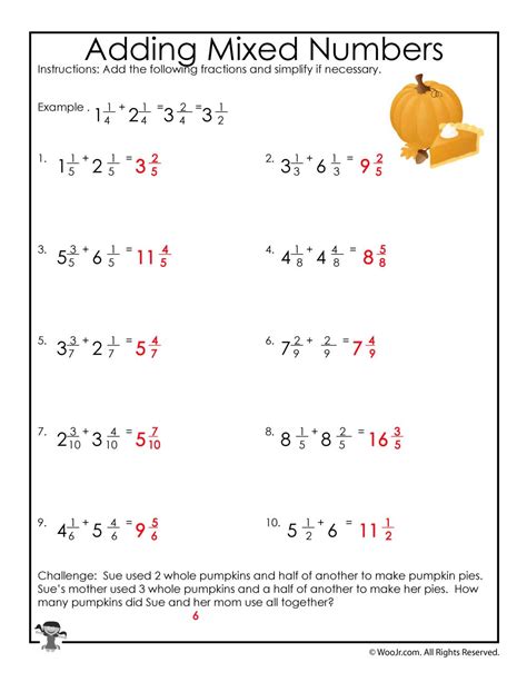 adding mixed numbers worksheet with answers