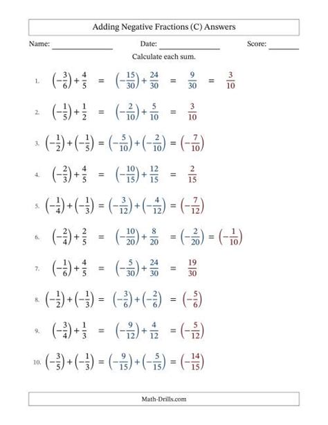 adding negative fractions calculator