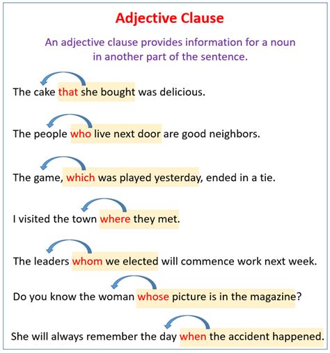 adjective clauses examples with answers