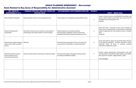 administrative assistant development goals example