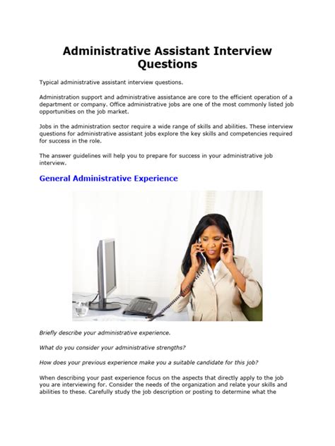 administrative assistant interview questions pdf