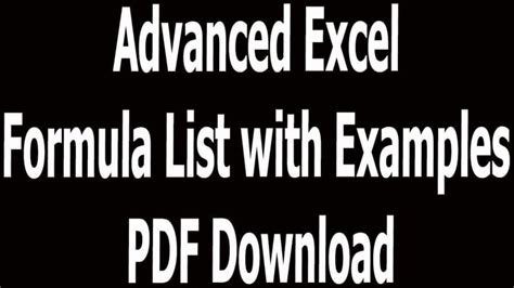 advanced excel formulas pdf with example 2016 download free download
