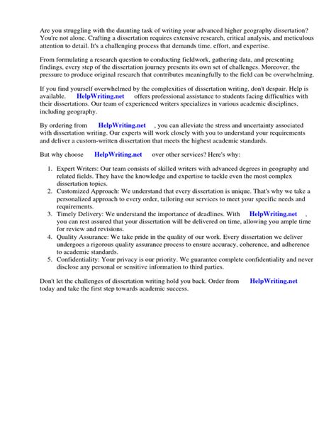 advanced higher geography dissertation examples