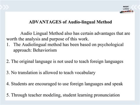 advantages and disadvantages of audio lingual method pdf
