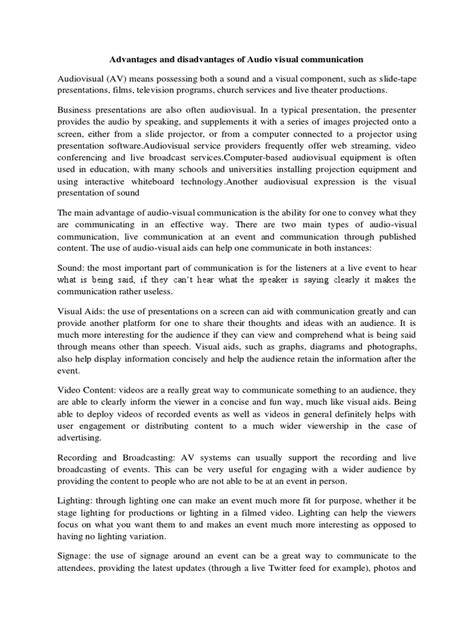advantages and disadvantages of audio visual communication pdf