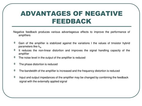 advantages of negative feedback amplifier