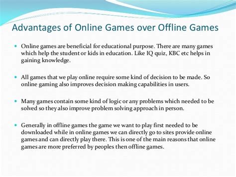 advantages of offline games