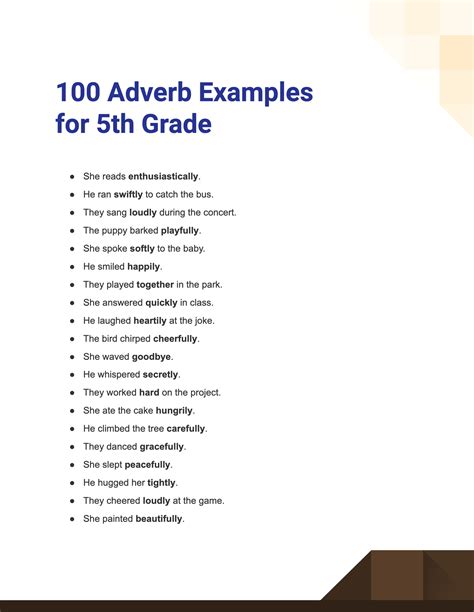 adverb examples sentences with answers for class 5