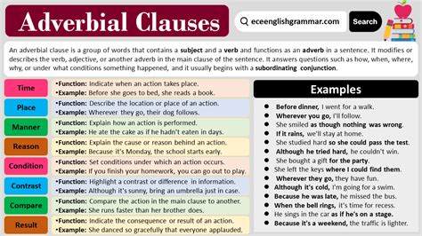 adverbial clause examples with answers class 8