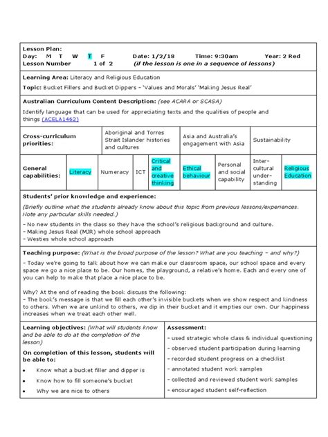 affective examples in lesson plan