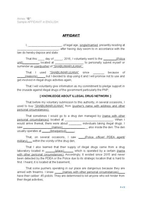 affidavit in english sample