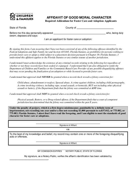 affidavit of good moral character example