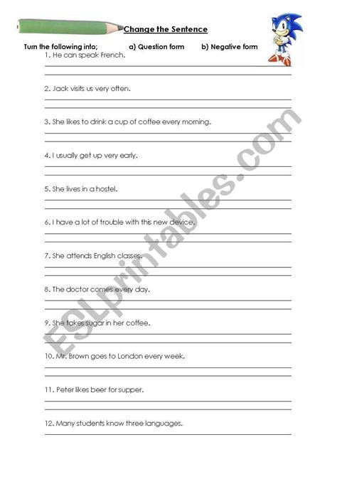 affirmative negative and interrogative sentences exercises