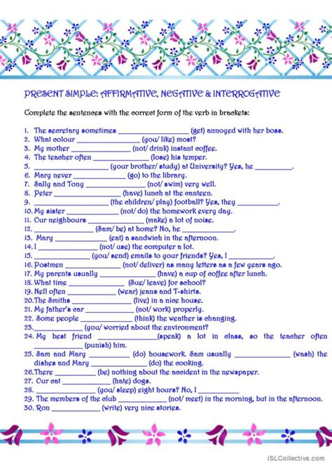 affirmative negative interrogative exercise