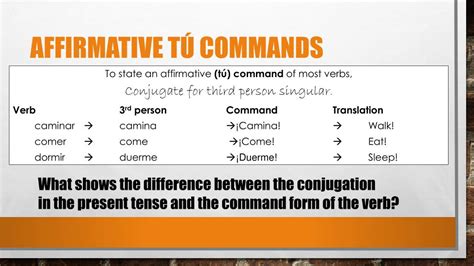 affirmative tú commands examples sentences