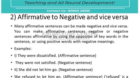affirmative to negative sentences examples with answers pdf