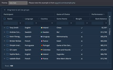 ag grid custom header example