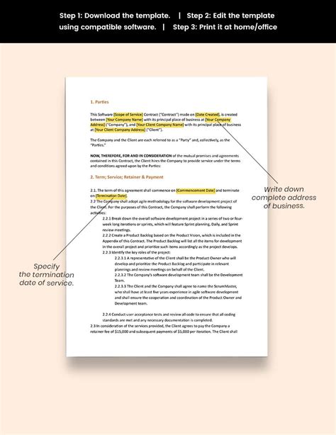 agile software development contract template