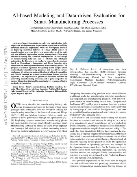 ai based modeling and data driven evaluation for smart manufacturing processes