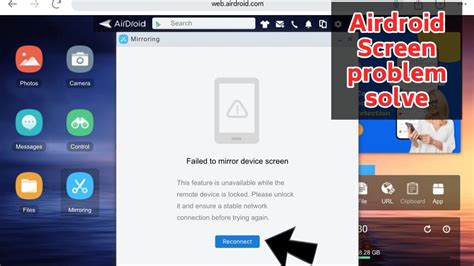 airdroid screen mirroring problem